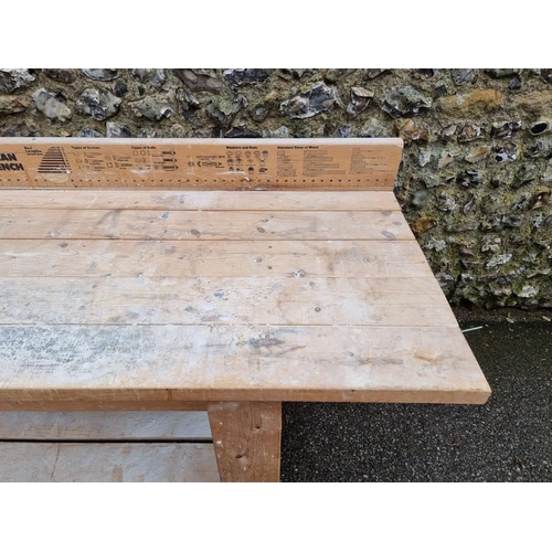 1805 - An Irving pine work bench, 183cm wide x 88cm high.