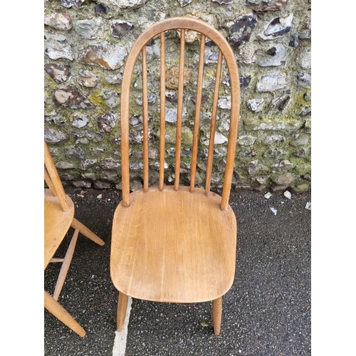 1808 - Five various vintage Ercol dining chairs, comprising a set of three and a pair.