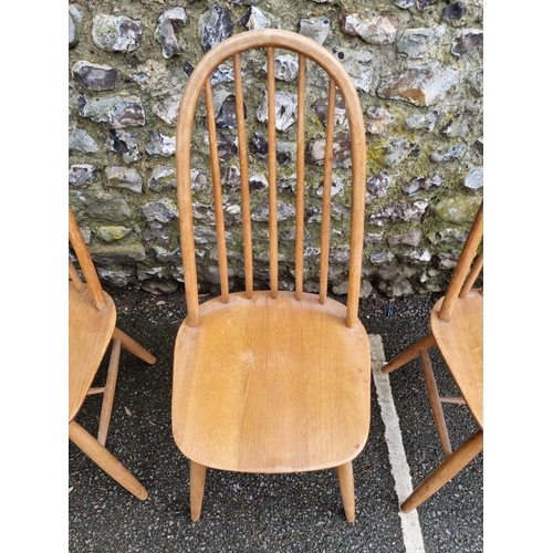 1808 - Five various vintage Ercol dining chairs, comprising a set of three and a pair.