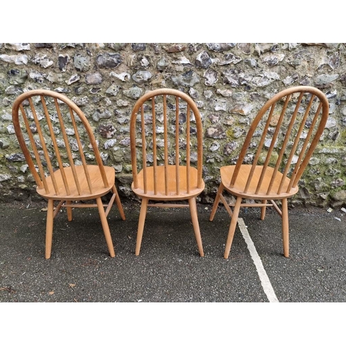 1808 - Five various vintage Ercol dining chairs, comprising a set of three and a pair.