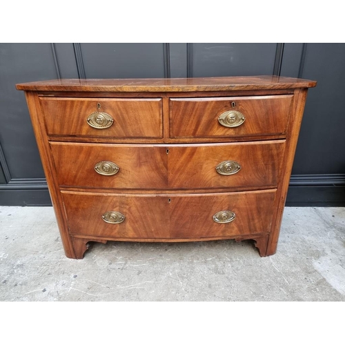 1814 - A late Victorian mahogany bowfront chest of drawers, 112cm wide, (later top).