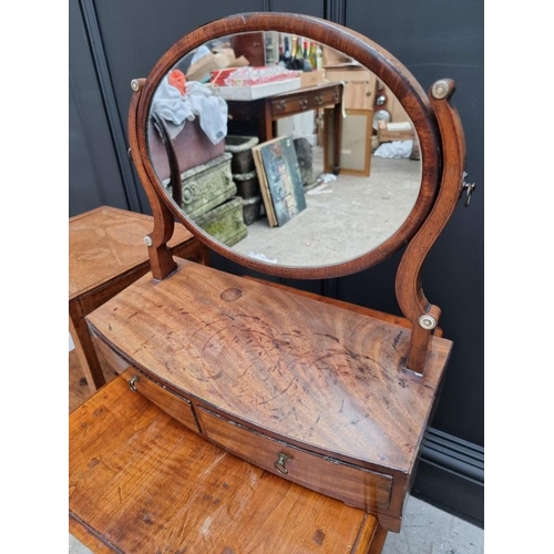 1817 - A small reproduction fruitwood single drawer side table, 43cm wide; together with a 19th century mah... 