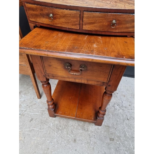 1817 - A small reproduction fruitwood single drawer side table, 43cm wide; together with a 19th century mah... 