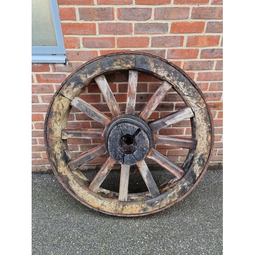 1821 - A very large antique cartwheel, 110cm wide; together with another smaller, 65cm wide.... 