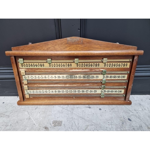 1829 - A mahogany snooker scoreboard, 70cm wide.