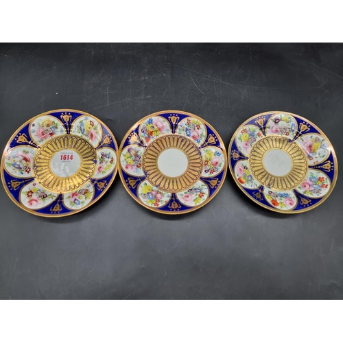 1614 - Three 19th century Swansea porcelain plates, one marked, 21.5cm diameter. 