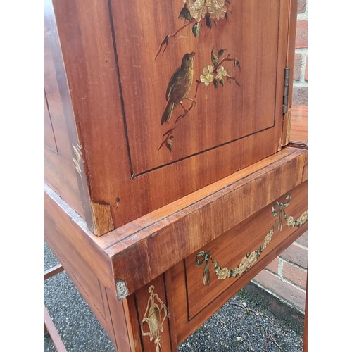 1038 - A good late Victorian satinwood, painted, line inlaid and crossbanded bonheur du jour, in the m... 