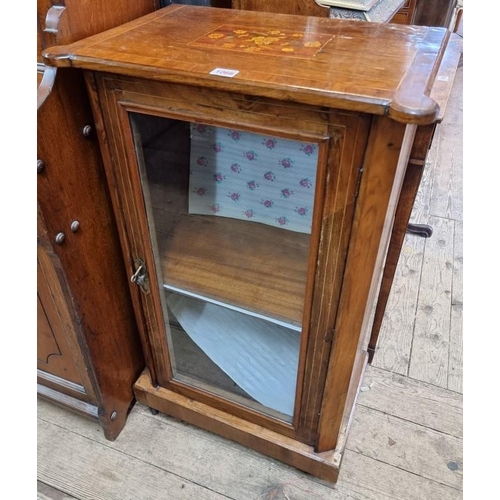 1066 - A Victorian walnut and inlaid pier cabinet, 53.5cm wide.