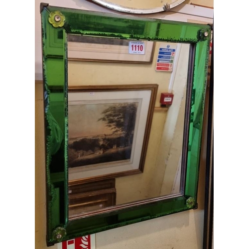 1110 - An Art Deco rectangular wall mirror, 41 x 34cm. 