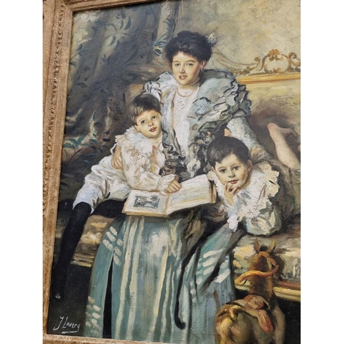 1124 - After John Singer Sargent, 'Mrs Knowles and Her Children', bears signature, oil on board, 53 x 42.5c... 