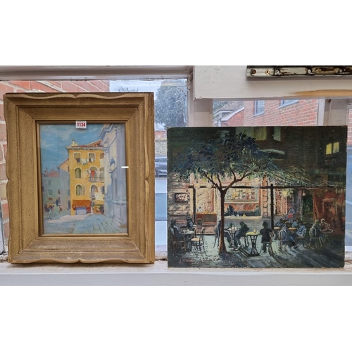 1134 - Alfred Palmer, 'Piazza St Toma, Venice', labelled verso, oil on board, 33.5 x 25.5cm; together with ... 