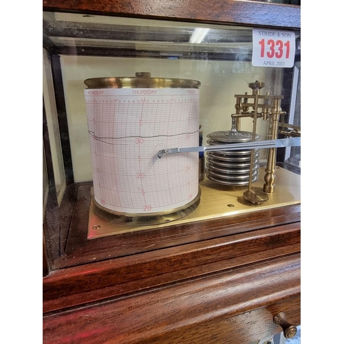 1331 - A mahogany cased barograph, with chart drawer, 36cm wide. 