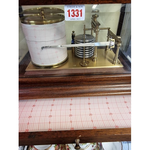 1331 - A mahogany cased barograph, with chart drawer, 36cm wide. 