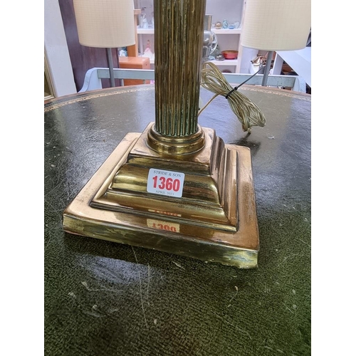 1360 - A brass Corinthian column table lamp, total height 57cm. 