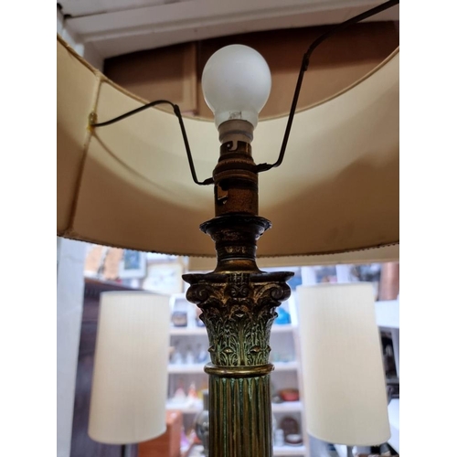 1360 - A brass Corinthian column table lamp, total height 57cm. 