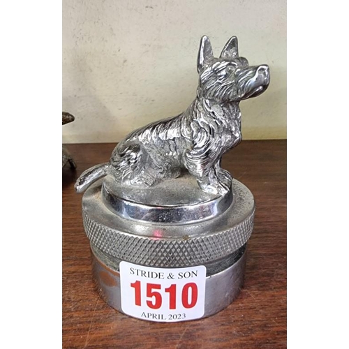 1510 - Automobilia: a vintage chrome painted Highland terrier car mascot, 9.5cm high.