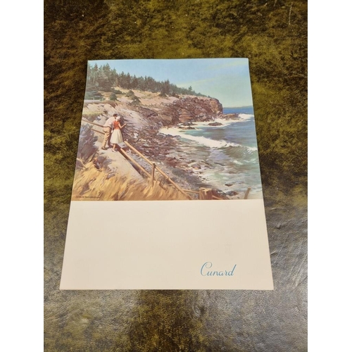 218 - CUNARD LINE: collection of 21 items of printed stationery, Cunard Lines, 1950s period, to include br... 