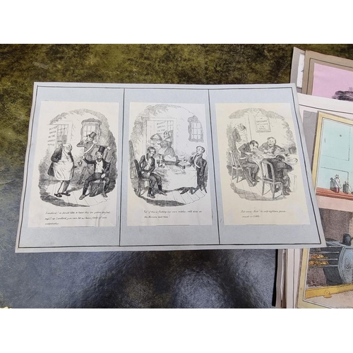 223 - SATIRICAL PRINTS: group of c.50 19thc caricatures (satirical prints) after Rowlandson, Cruicksh... 