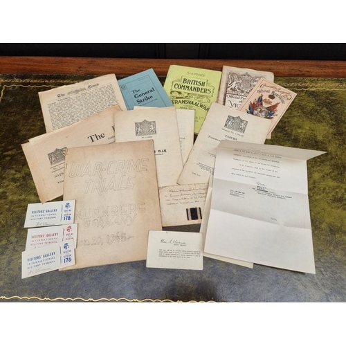 237 - NUREMBERG WAR TRIALS: a small collection of correspondence and printed matter related, to include 8p... 