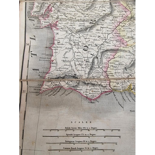 239 - FOLDING MAP: 'Map of Spain & Portugal with the frontiers of France..', London, C Smith & Son... 