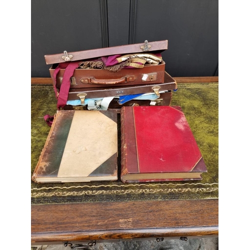 191 - MASONIC REGALIA: a collection in 2 old leather cases, plus 2 books. (Box)