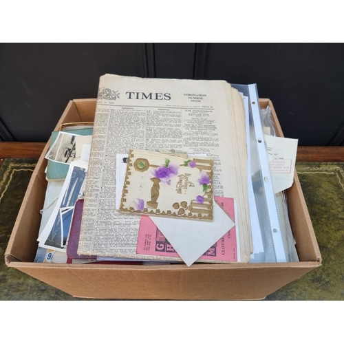 193 - EPHEMERA: a large mixed collection in one box: together with a tray of Kodachrome and other fil... 