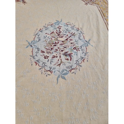 1596 - A large Aubusson style throw, 244cm x 285cm.