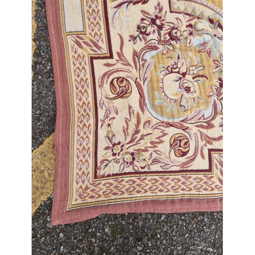 1596 - A large Aubusson style throw, 244cm x 285cm.