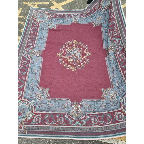 1596 - A large Aubusson style throw, 244cm x 285cm.