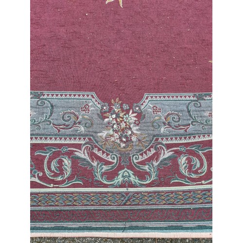 1596 - A large Aubusson style throw, 244cm x 285cm.