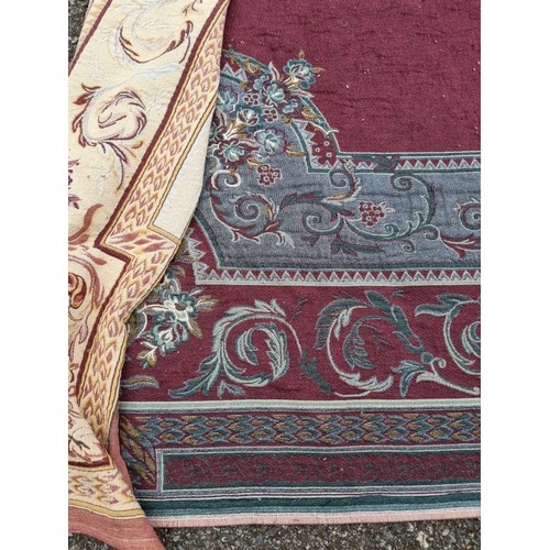 1596 - A large Aubusson style throw, 244cm x 285cm.