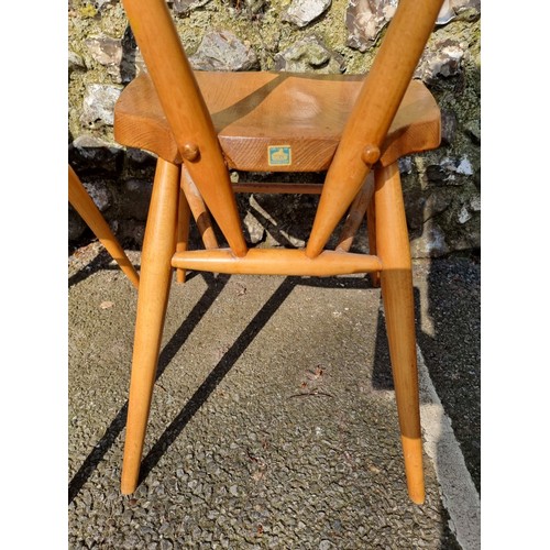 1808 - Five various vintage Ercol dining chairs, comprising a set of three and a pair.