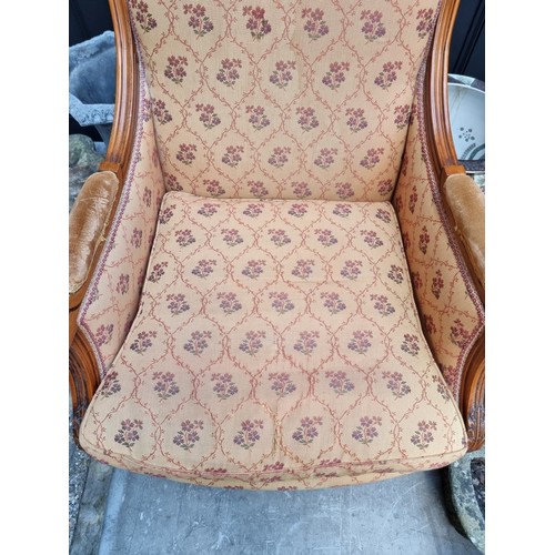 1085 - A Louis XVI style carved beech fauteuil. 