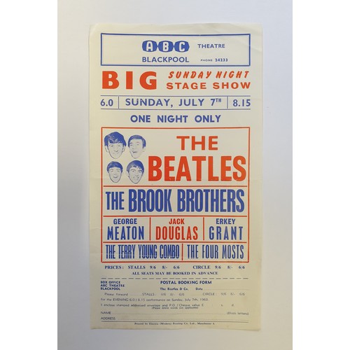 246 - THE BEATLES: single sheet printed flyer advertising The Beatles at ABC Theatre Blackpool, Sunday Jul...