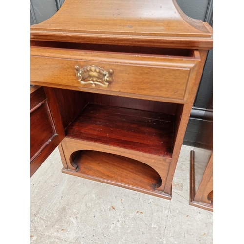 1043 - A pair of antique mahogany cabinets, 61cm high x 39.5cm wide, (formerly part of a larger item). (2)... 