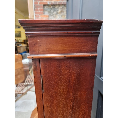 1062 - A small Edwardian mahogany and inlaid bureau bookcase, 66.5cm wide.