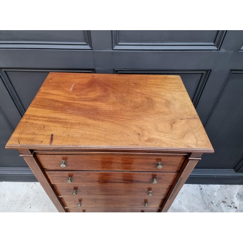 1066 - A late Victorian mahogany and satinwood crossbanded Wellington chest, 60.5cm wide.  ... 