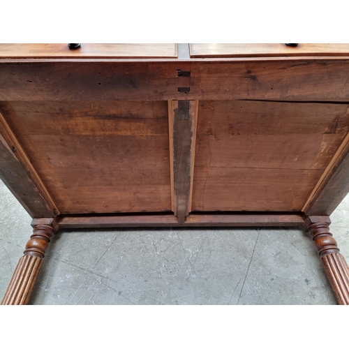 1067 - A Regency mahogany two drawer side table, possibly Gillows, 86cm wide. 