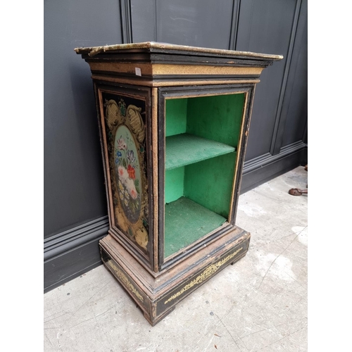 1071 - A small unusual 19th century reverse glass painted open side cabinet, 82 x 53cm, (s.d.).... 