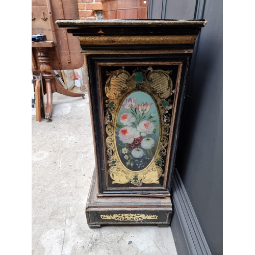 1071 - A small unusual 19th century reverse glass painted open side cabinet, 82 x 53cm, (s.d.).... 