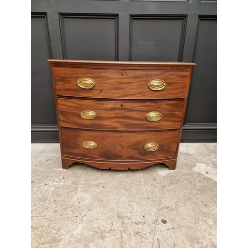 1073 - A 19th century mahogany bowfront chest of drawers, 94.5cm wide.   