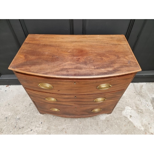 1073 - A 19th century mahogany bowfront chest of drawers, 94.5cm wide.   