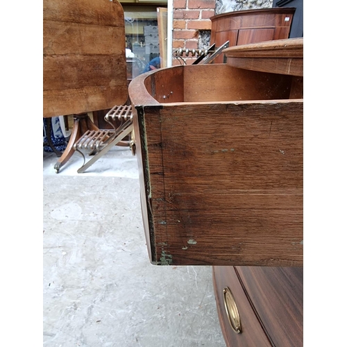 1073 - A 19th century mahogany bowfront chest of drawers, 94.5cm wide.   