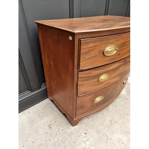 1073 - A 19th century mahogany bowfront chest of drawers, 94.5cm wide.   