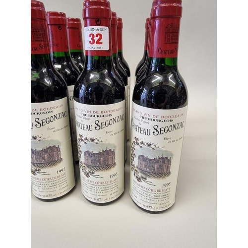 32 - Twelve 37.5cl bottles of Chateau Segonzac, Vieilles  Vignes, 1996, St Emilion. (12)