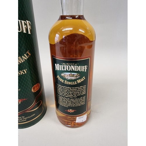 44 - A 70cl bottle of Miltonduff Glenlivet 12 year old whisky, in card tube.