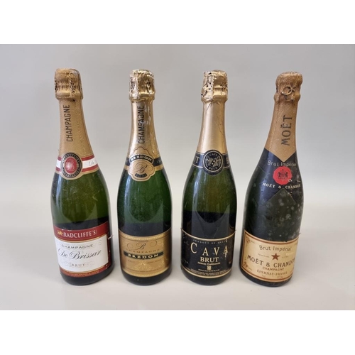 70 - Three 75cl bottles of NV champagne, to include: Moet & Chandon; together with another bottle of ... 