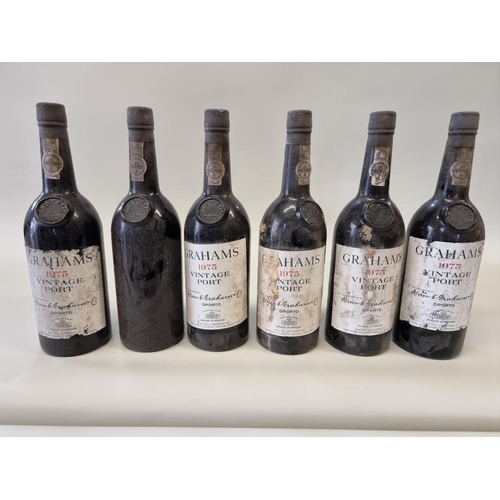 77 - Six bottles of Graham's 1975 vintage port, (one lacking label). (6)