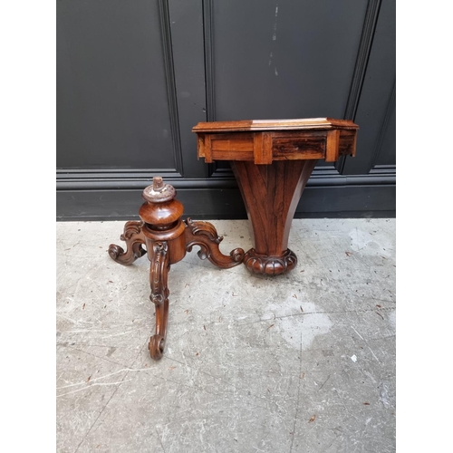 1100 - A Victorian rosewood octagonal trumpet work table, 44cm wide.