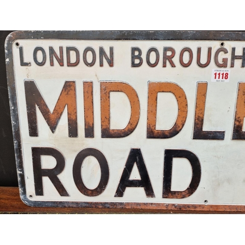 1118 - A 'London Borough of Hackney, Middleton Road, E.8' aluminium street sign, 33 x 74cm.... 